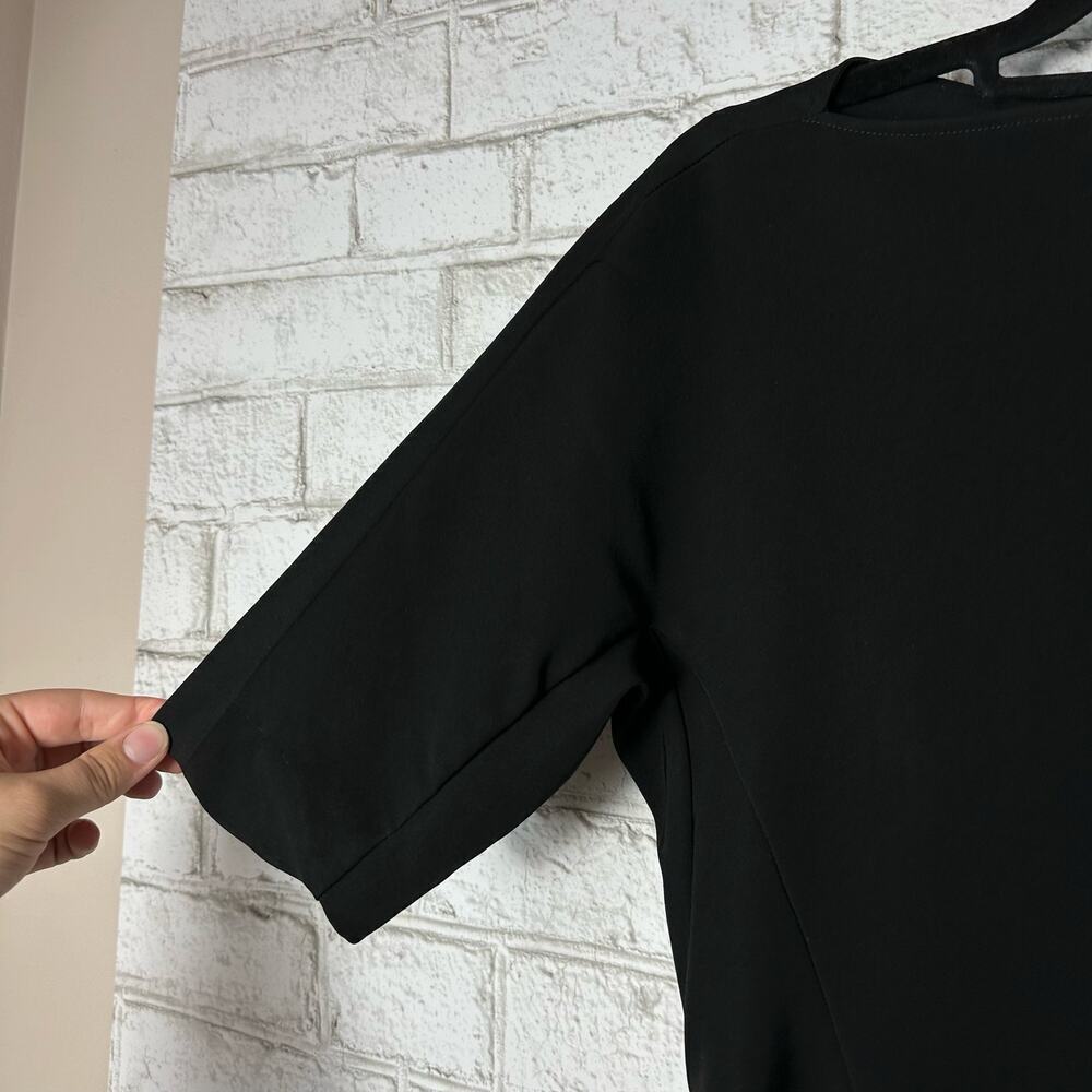 MM Lafleur Dress Sheath Mini Pockets WonderTex Stretch Short Sleeve Black 2 - Picture 8 of 8